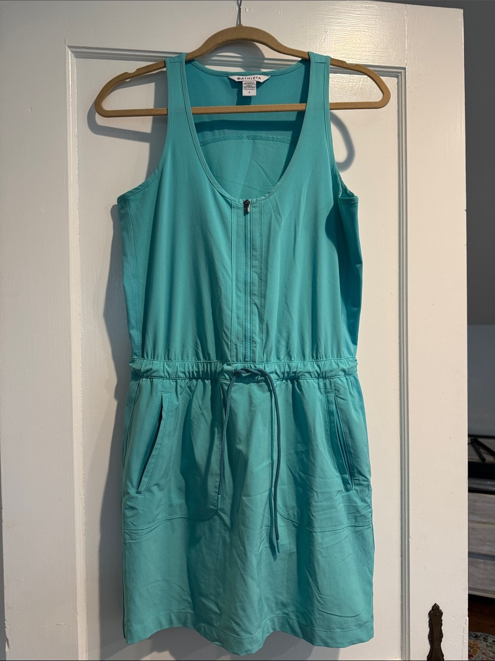Athleta Turquoise Zip-Front Drawstring Skort Dress
